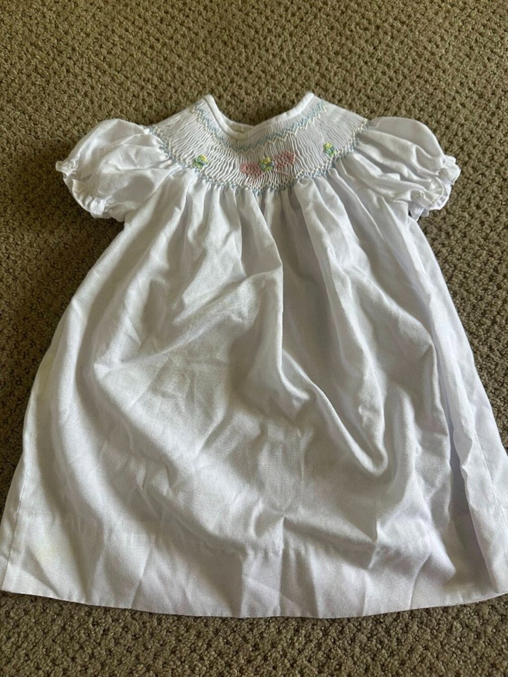 Rosalina Collections White Smocked Dress Baby Girl 12M Easter Baptism